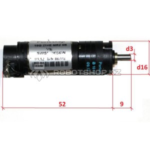 DC мотор с мет. редуктором и энкодером 12В, 540rpm